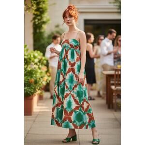 Rails Cotton Maxi Dress Kaleidoscope Tie Dye Smocked Back Size XL Sundress